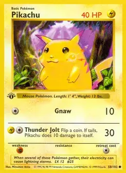 Pikachu 58/102 Base Set Pokémon card
