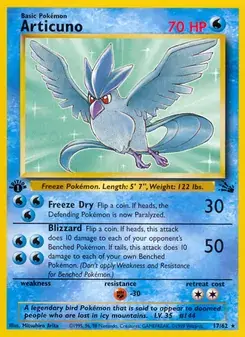 Articuno 17/62 Fossil Pokémon card