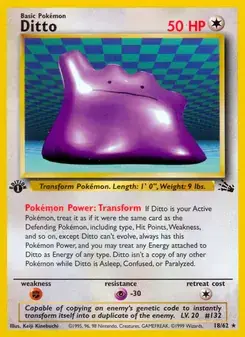 Ditto 18/62 Fossil Pokémon card
