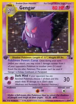 Gengar 5/62 Fossil Pokémon card