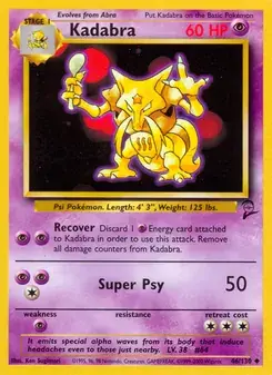 Kadabra 46/130 Base Set 2 Pokémon card