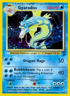 Gyarados 7/130 Base Set 2 Pokémon card