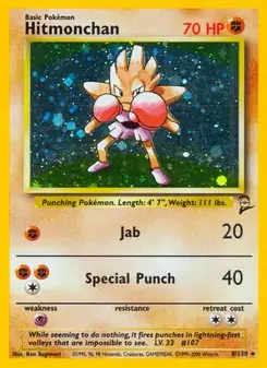 Hitmonchan 8/130 Base Set 2 Pokémon card