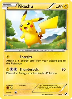 Pikachu 115/114 Black & White Pokémon card