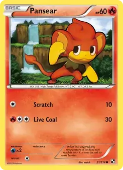 Pansear 21/114 Black & White Pokémon card