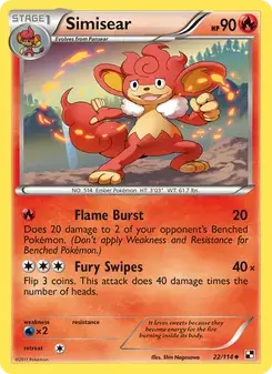 Simisear 22/114 Black & White Pokémon card
