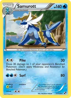 Samurott 31/114 Black & White Pokémon card