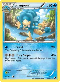 Simipour 34/114 Black & White Pokémon card