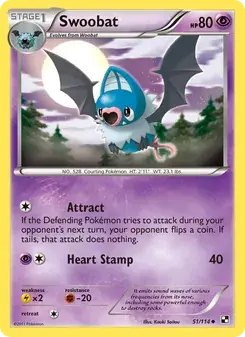 Swoobat 51/114 Black & White Pokémon card