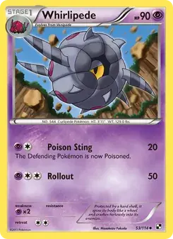 Whirlipede 53/114 Black & White Pokémon card