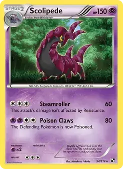 Scolipede 54/114 Black & White Pokémon card