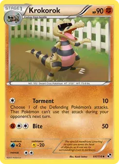 Krokorok 64/114 Black & White Pokémon card