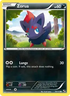 Zorua 70/114 Black & White Pokémon card