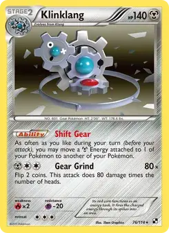 Klinklang 76/114 Black & White Pokémon card