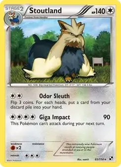 Stoutland 83/114 Black & White Pokémon card