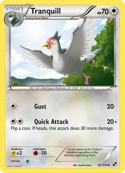 Tranquill 85/114 Black & White Pokémon card
