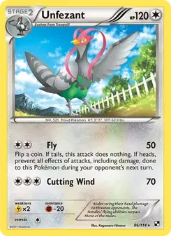 Unfezant 86/114 Black & White Pokémon card