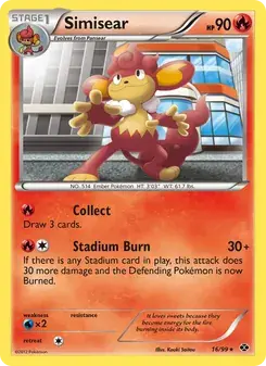 Simisear 16/99 Next Destinies Pokémon card