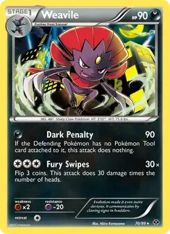 Weavile 70/99 Next Destinies Pokémon card