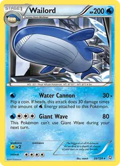 Wailord 26/124 Dragons Exalted Pokémon card