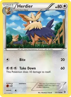 Herdier 121/149 Boundaries Crossed Pokémon card
