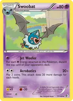 Swoobat 71/149 Boundaries Crossed Pokémon card