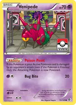 Venipede 72/149 Boundaries Crossed Pokémon card