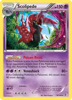 Scolipede 74/149 Boundaries Crossed Pokémon card