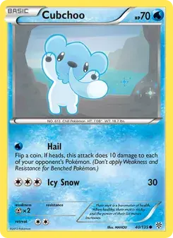 Cubchoo 40/135 Plasma Storm Pokémon card