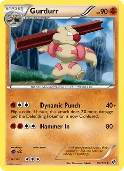Gurdurr 80/135 Plasma Storm Pokémon card