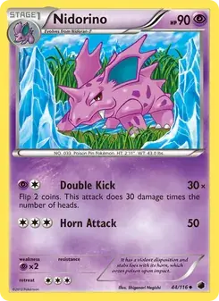 Nidorino 44/116 Plasma Freeze Pokémon card