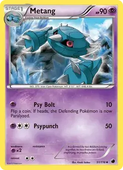 Metang 51/116 Plasma Freeze Pokémon card