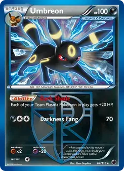 Umbreon 64/116 Plasma Freeze Pokémon card