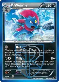 Weavile 66/116 Plasma Freeze Pokémon card