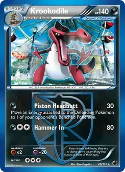 Krookodile 70/116 Plasma Freeze Pokémon card