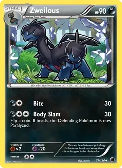 Zweilous 77/116 Plasma Freeze Pokémon card
