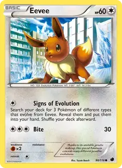 Eevee 90/116 Plasma Freeze Pokémon card