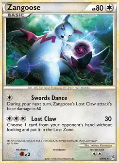 Zangoose 39/95 Call of Legends Pokémon card
