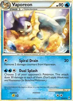Vaporeon 52/95 Call of Legends Pokémon card