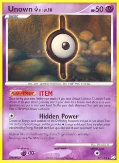 Unown I 37/123 Mysterious Treasures Pokémon card