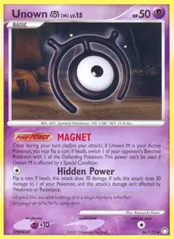 Unown M 66/123 Mysterious Treasures Pokémon card