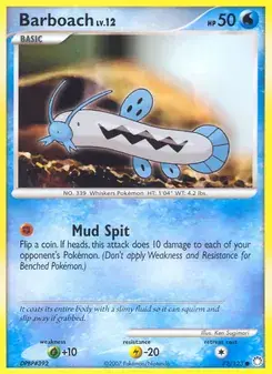Barboach 72/123 Mysterious Treasures Pokémon card