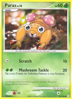 Carte Pokémon Paras 92/123 Mysterious Treasures
