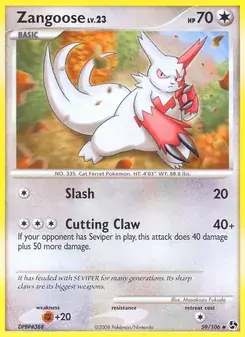 Zangoose 59/106 Great Encounters Pokémon card