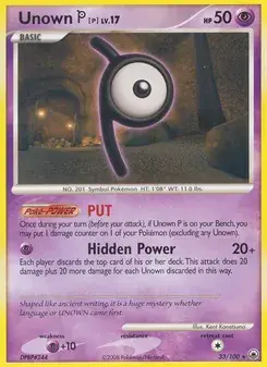 Unown P 33/100 Majestic Dawn Pokémon card