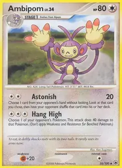 Ambipom 35/100 Majestic Dawn Pokémon card