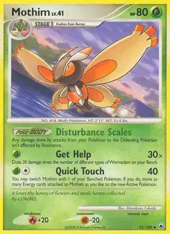 Mothim 42/100 Majestic Dawn Pokémon card