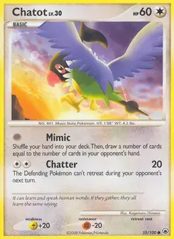 Chatot 55/100 Majestic Dawn Pokémon card