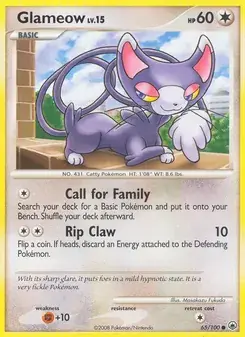 Glameow 65/100 Majestic Dawn Pokémon card
