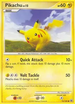 Pikachu 70/100 Majestic Dawn Pokémon card
